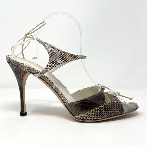 Gucci Snakeskin Bow Sandals 11B (Vintage) High Heel Open Toe - Picture 3 of 10